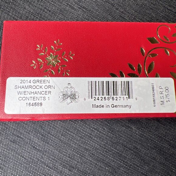 Waterford Crystal 2014 Annual Green Shamrock ornament with enhancer #164589 - Picture 9 of 11